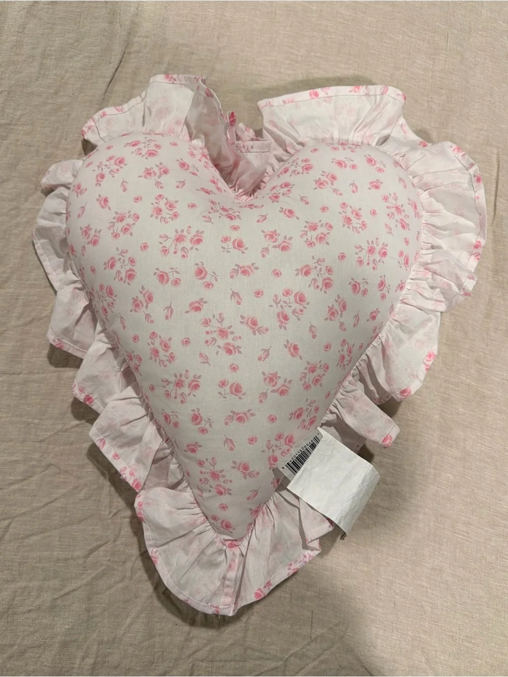 Heart-Shaped Pink Floral Pillow - 